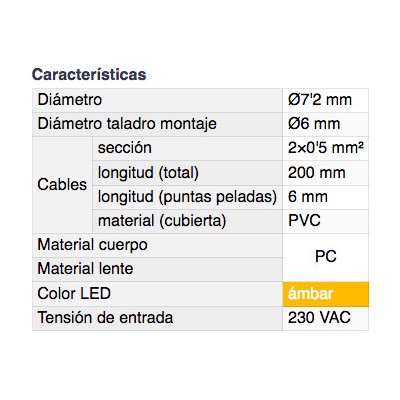 DH PILOTO LED 7,2 MM