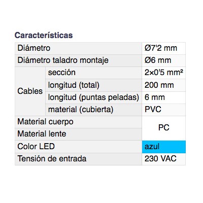 DH PILOTO LED 7,2 MM