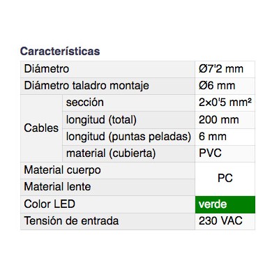 DH PILOTO LED 7,2 MM