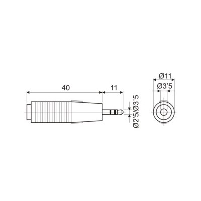 DH ADAPTADOR MACHO ESTÉREO 2,5 MM A HEMBRA ESTÉREO 3,5 MM