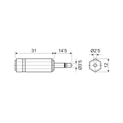 DH ADAPTADOR MACHO MONO 3,5 MM A HEMBRA MONO 2,5 MM