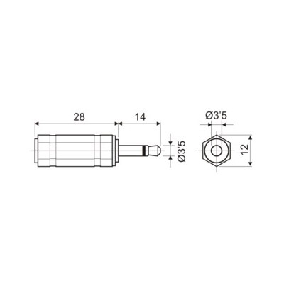 DH ADAPTADOR MACHO MONO 3,5 MM A HEMBRA ESTÉREO 3,5 MM