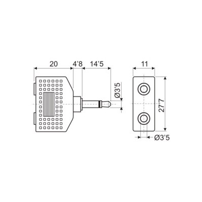 DH ADAPTADOR MACHO MONO 3,5 MM A DOBLE HEMBRA MONO 3,5 MM