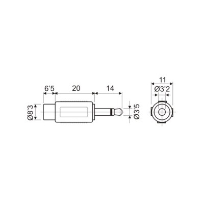 DH ADAPTADOR MACHO MONO 3,5 MM A HEMBRA RCA