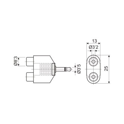 DH ADAPTADOR MACHO MONO 3,5 MM A DOBLE HEMBRA RCA