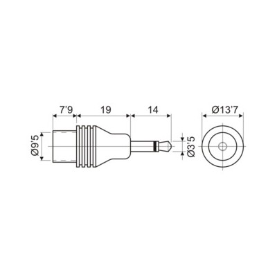 DH ADAPTADOR MACHO MONO 3,5 MM A HEMBRA PAL