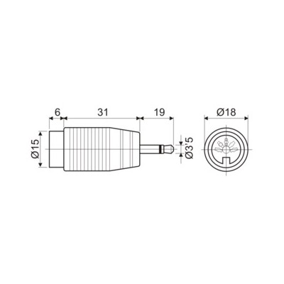 DH ADAPTADOR MACHO ESTÉREO 3,5 MM A HEMBRA 5P