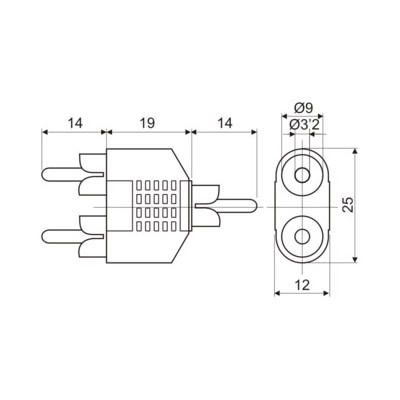 DH ADAPTADOR MACHO RCA A DOBLE MACHO RCA