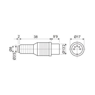 DH ADAPTADOR MACHO 5P (10.120/5/45º) DIN 41.524 A HEMBRA MONO 3,5 MM