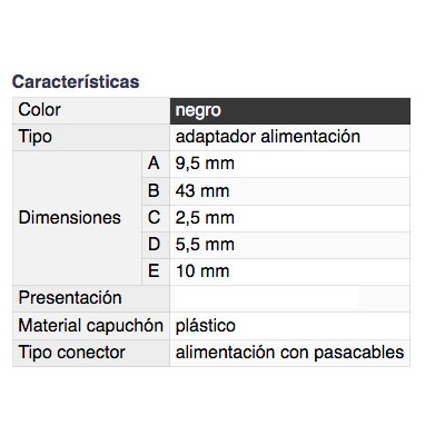 DH CONECTOR ALIMENTACIÓN