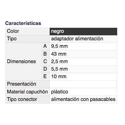 DH CONECTOR ALIMENTACIÓN