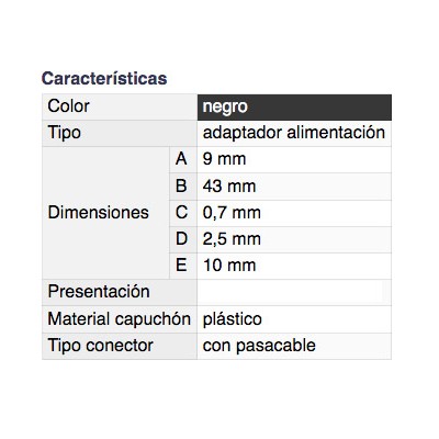 DH CONECTOR ALIMENTACIÓN