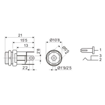 DH BASE ALIMENTACIÓN 1,9 MM FIJACIÓN A CHASIS