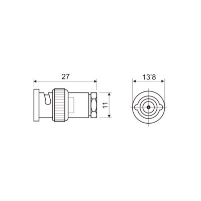 DH CONECTOR BNC MACHO AÉREO CON CONO Y TUERCA DE FIJACIÓN CLAMP