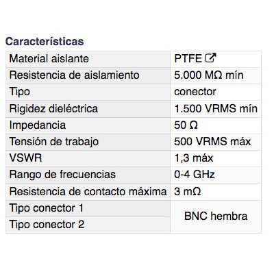 DH ADAPTADOR BNC HEMBRA A BNC HEMBRA