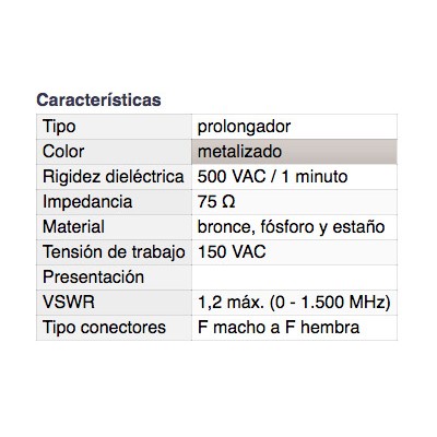 DH CONECTOR PROLONGADOR F MACHO A F HEMBRA