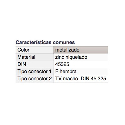 DH CONECTOR ADAPTADOR F HEMBRA A TV MACHO DIN 45.325