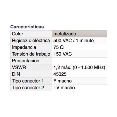 DH CONECTOR ADAPTADOR F MACHO A TV MACHO DIN 45325