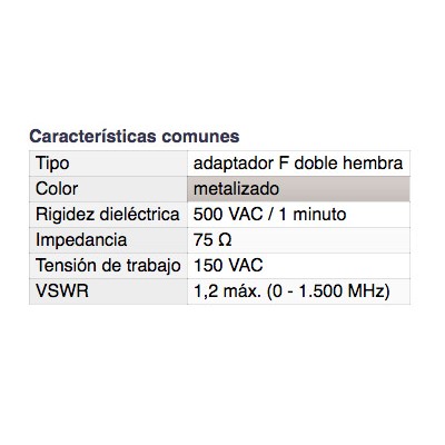 DH CONECTOR ADAPTADOR F DOBLE HEMBRA CON TUERCA Y ARANDELA