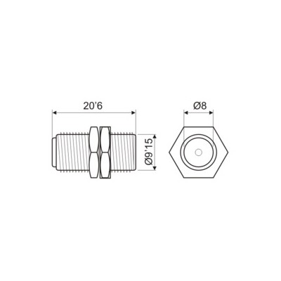 DH CONECTOR ADAPTADOR F DOBLE HEMBRA CON TUERCA Y ARANDELA