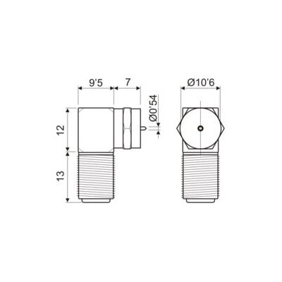 DH CONECTOR F MACHO A F HEMBRA ACODADO