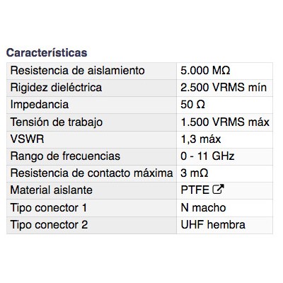 DH ADAPTADOR N MACHO A UHF HEMBRA