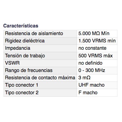 DH ADAPTADOR UHF MACHO A F MACHO