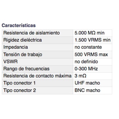 DH ADAPTADOR UHF MACHO A BNC MACHO