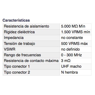 DH ADAPTADOR UHF MACHO A N HEMBRA