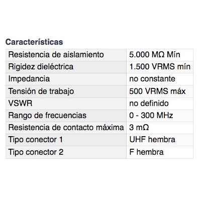 DH ADAPTADOR UHF HEMBRA A F HEMBRA