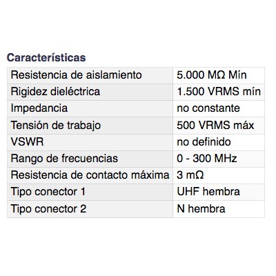 DH ADAPTADOR UHF HEMBRA A N HEMBRA