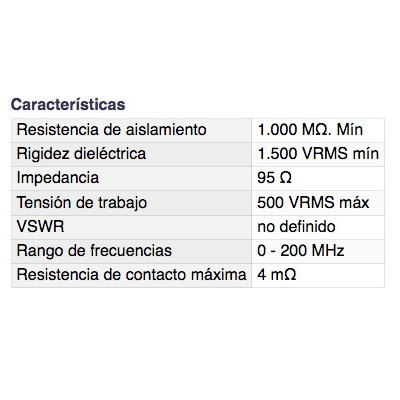 DH CONECTOR TWINAXIAL HEMBRA AÉREO