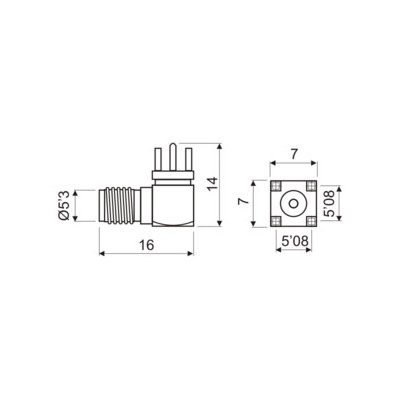 DH CONECTOR SMA HEMBRA PARA CIRCUITO IMPRESO ACODADO