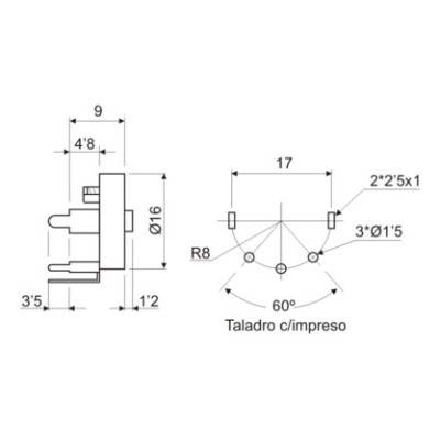 DH POTENCIÓMETRO LINEAL DE CARBÓN PARA CIRCUITO IMPRESO