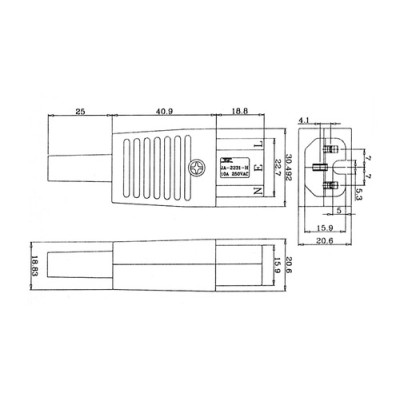 DH CONECTOR IEC HEMBRA DESMONTABLE