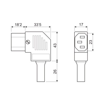 DH CONECTOR IEC HEMBRA ACODADO DESMONTABLE