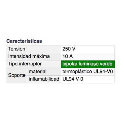 DH BASE CON INTERRUPTOR BIPOLAR LUMINOSO + 2 PORTAFUSIBLES