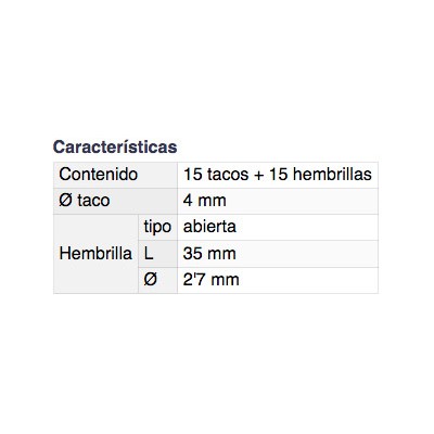 DH TACO PARED + HEMBRILLAS ABIERTAS