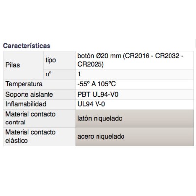 DH PORTAPILAS PARA 1 PILA TIPO BOTÓN