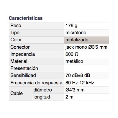 DH MICRÓFONO DINÁMICO UNIDIRECCIONAL