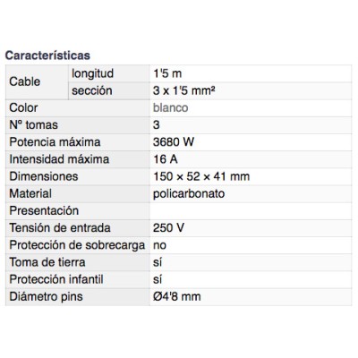 DH BASE MÚLTIPLE DE 3 TOMAS CON PROTECCIÓN INFANTIL