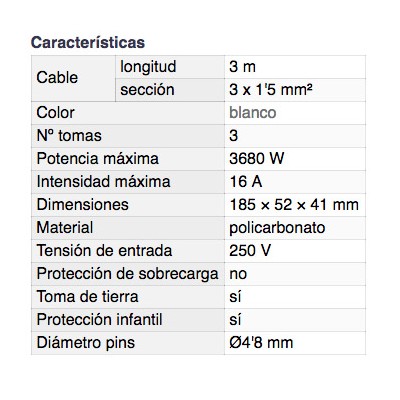 DH BASE MÚLTIPLE DE 3 TOMAS CON INTERRUPTOR Y PROTECCIÓN INFANTIL