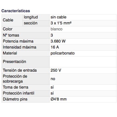 DH BASE MÚLTIPLE DE 3 TOMAS CON PROTECCIÓN INFANTIL