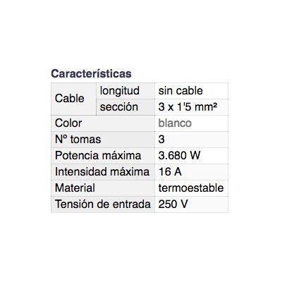 DH BASE MÚLTIPLE DE 3 TOMAS CON INTERRUPTOR Y PROTECCIÓN INFANTIL