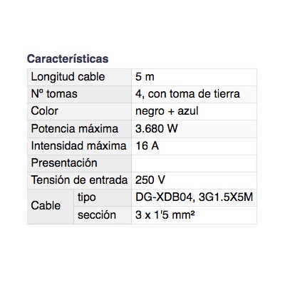 DH BASE MÚLTIPLE DE 4 TOMAS ENROLLACABLES