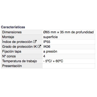 DH CAJA CONEXIÓN REDONDA PARA SUPERFICIE