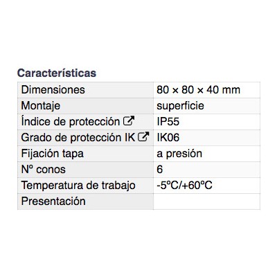 DH CAJA CONEXIÓN CUADRADA PARA SUPERFICIE