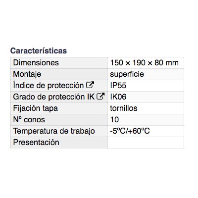 DH CAJA CONEXIÓN RECTANGULAR PARA SUPERFICIE