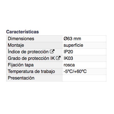 DH CAJA CONEXIÓN REDONDA PARA SUPERFICIE