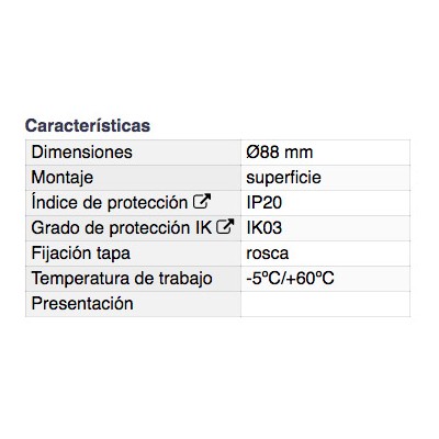 DH CAJA CONEXIÓN REDONDA PARA SUPERFICIE